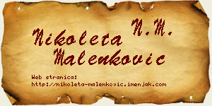 Nikoleta Malenković vizit kartica